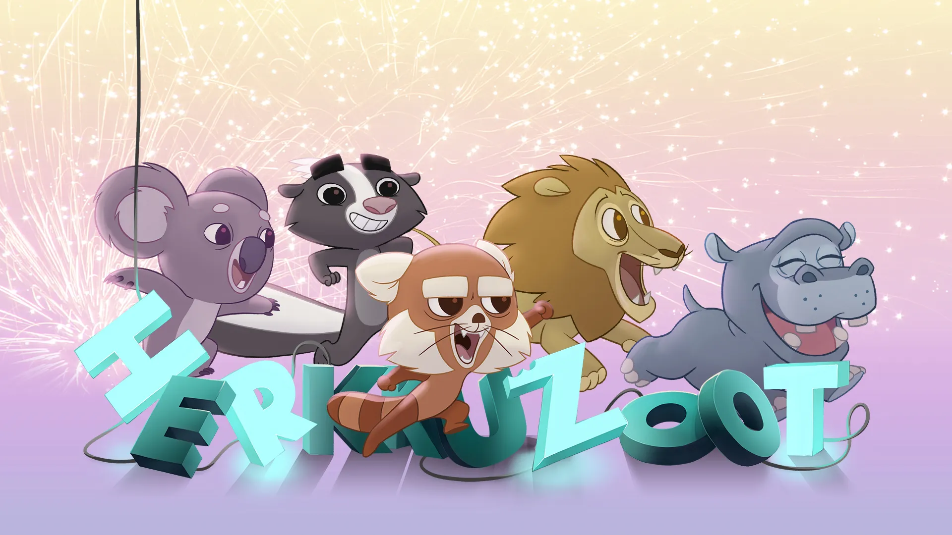 A title card image from Veikkaus Herkkuzoot - a 2D character animation production that is all about cute animals!