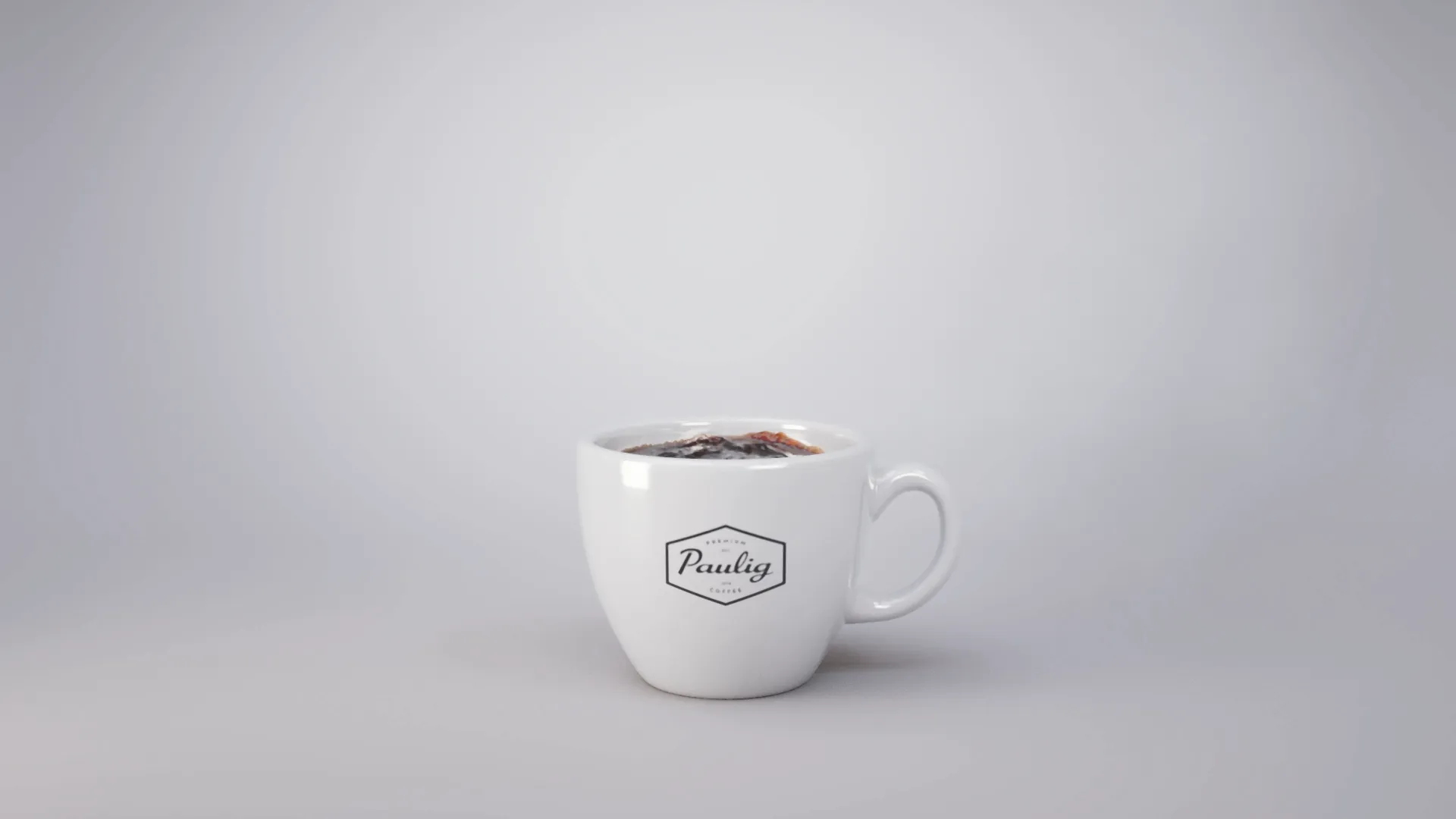 a cup of coffee with some post geysir eruption waves. Still image from an animation made for Paulig City Coffee ad using 3D animation.