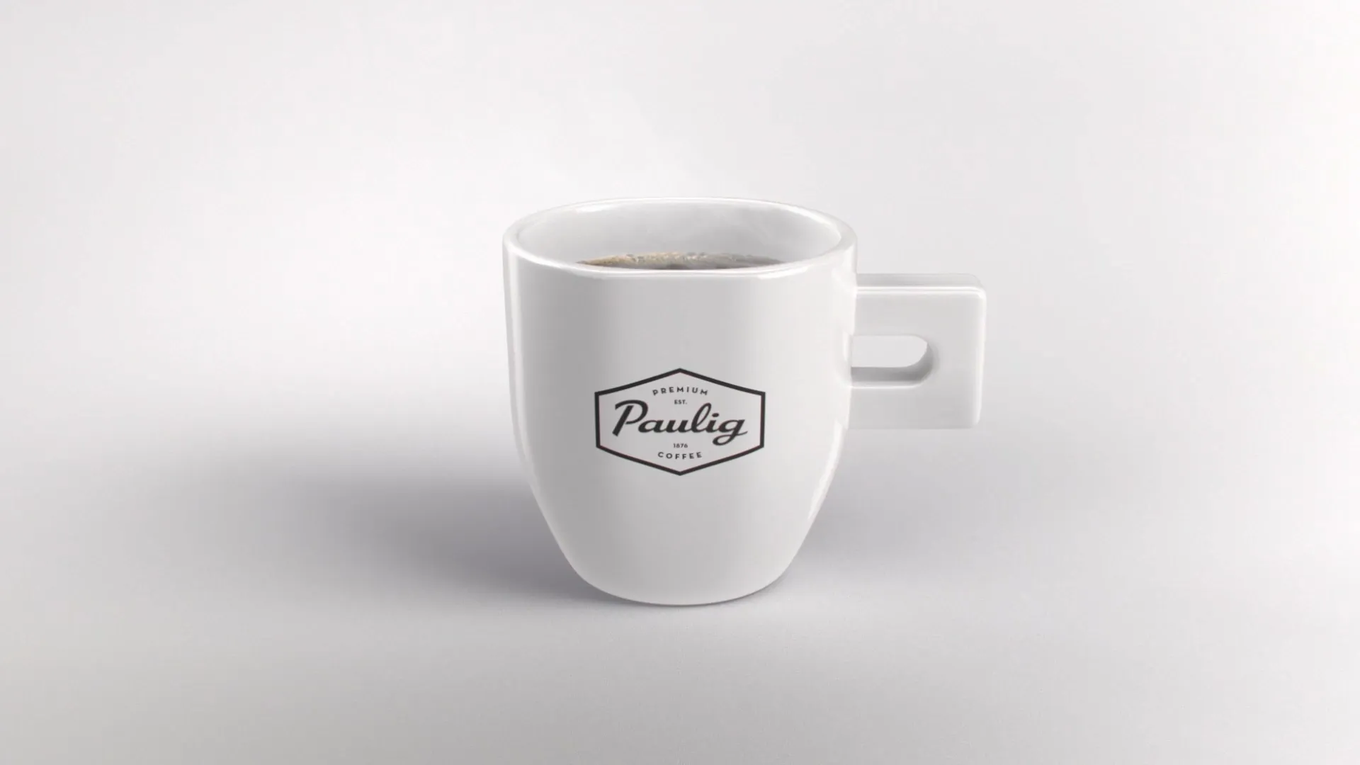 Image of a coffee cup handle, shaped like Arc de Triomphe. Still image from an animation made for Paulig City Coffee ad using 3D animation.
