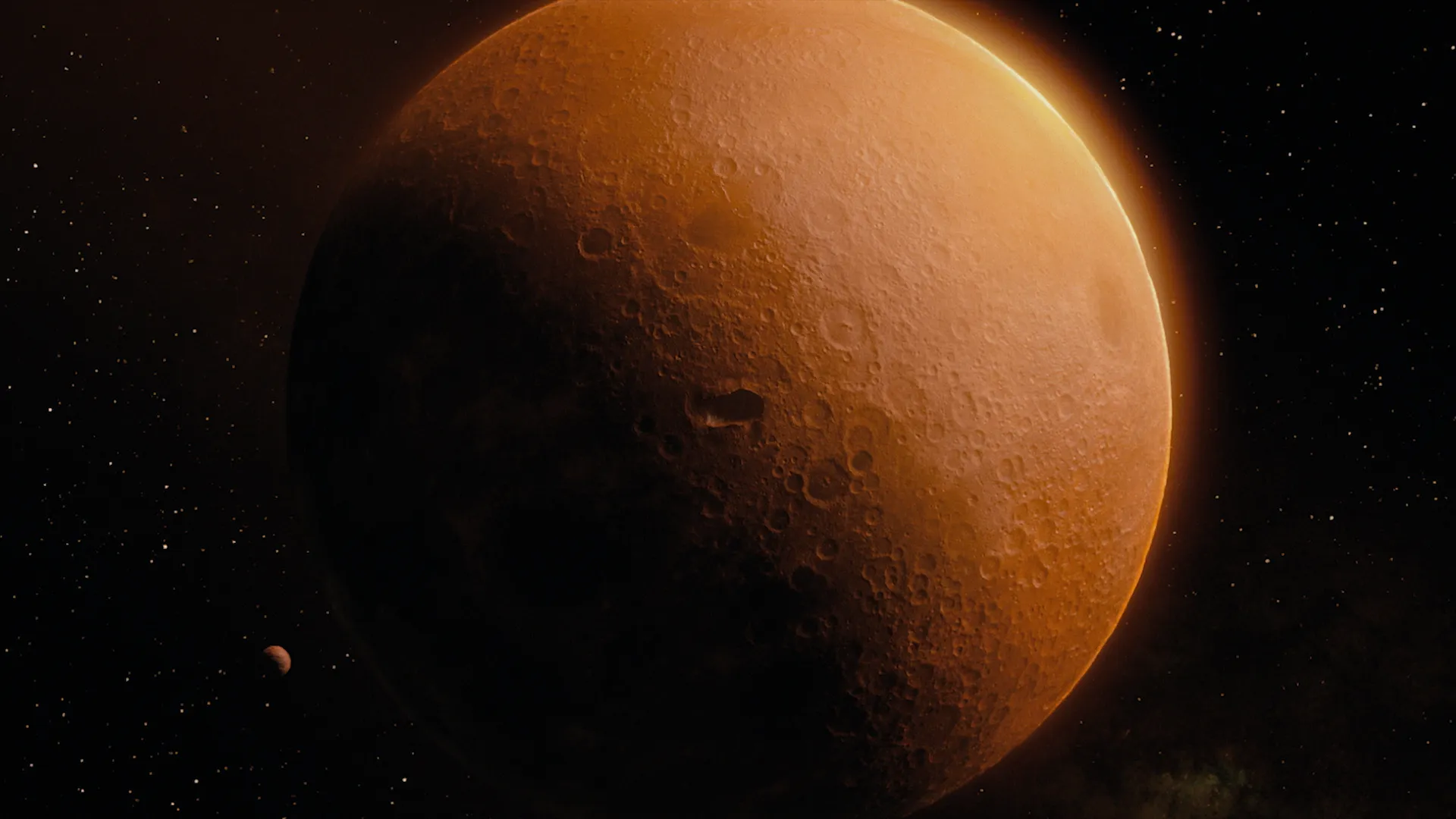Image of a chocolate planet. Still frame from an ad for Valio Herkku.