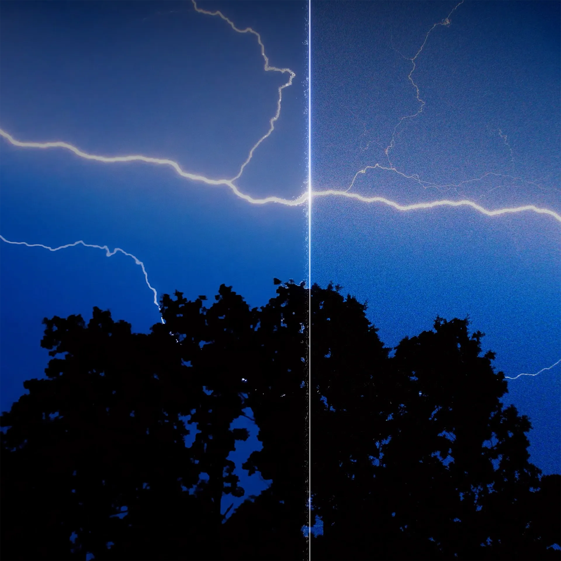 Image of a photograph of a lighting, with a sweeping line that improves picture quality. Still image from an animation made for Zeiss ZX1.