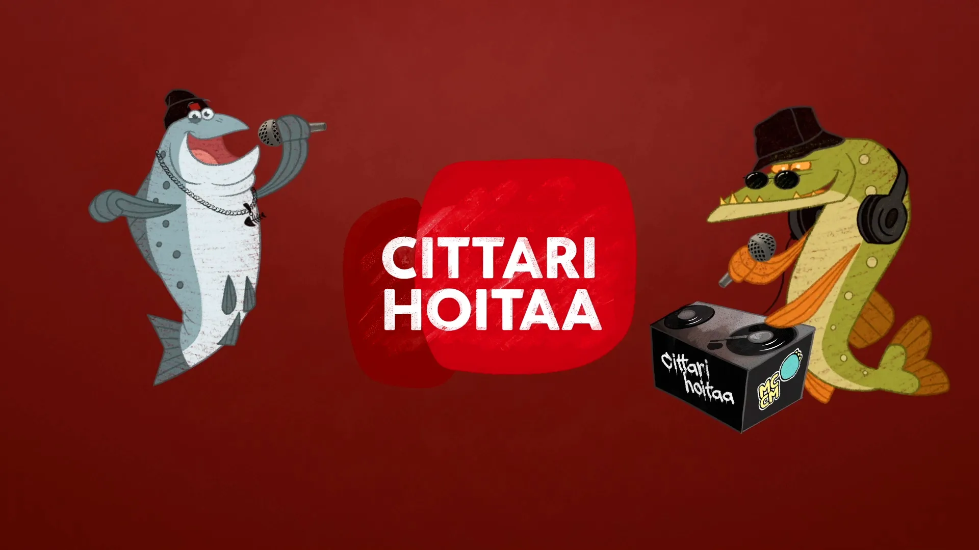 Dj Hauki and MC Lohi, two 2D illustrated and animated characters for the K-Citymarket Kalakaverit Remix ad campaign.