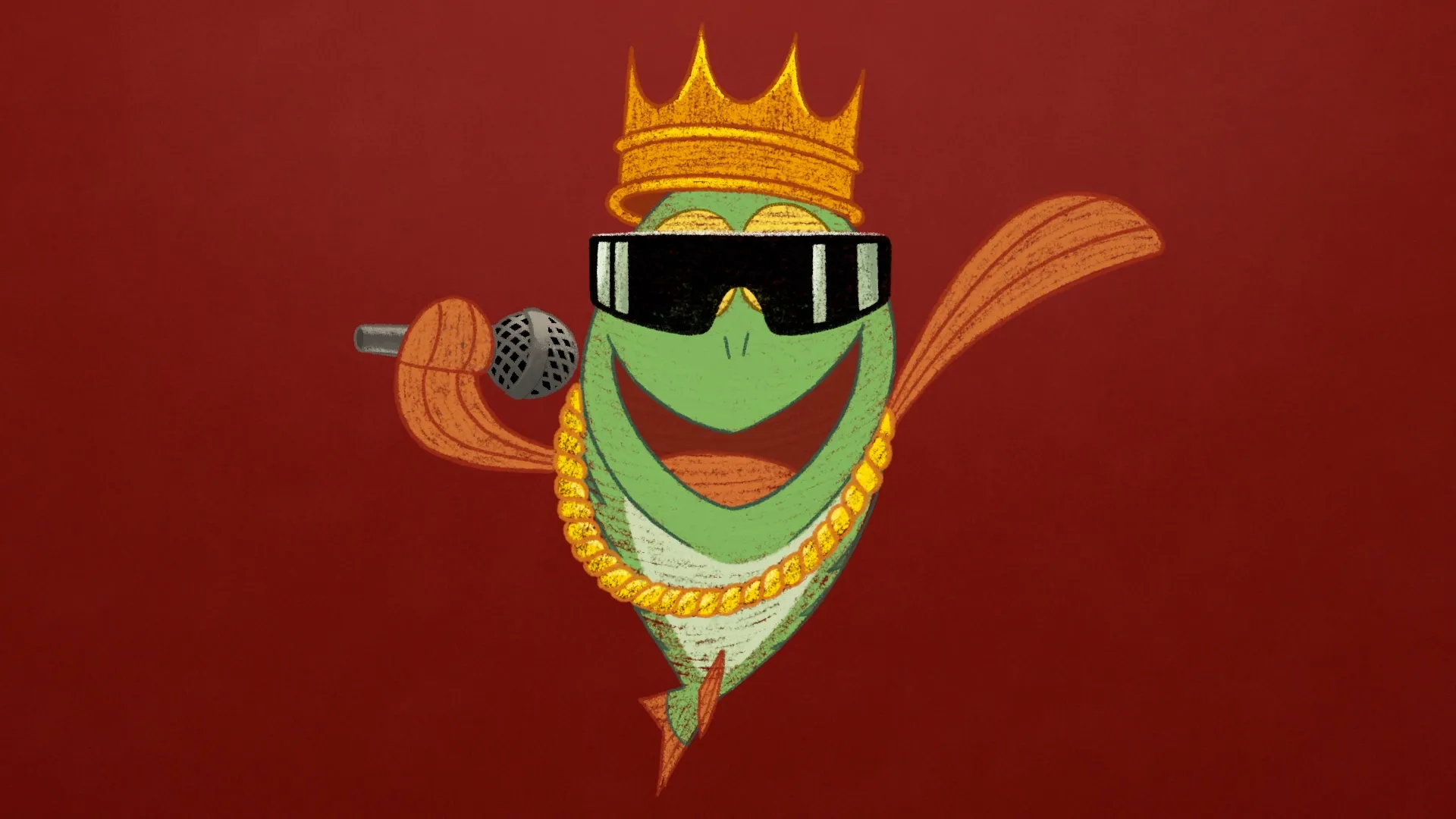 Mc Ahven or Mc Perch, a 2D illustrated and animated character for the K-Citymarket Kalakaverit Remix ad campaign.