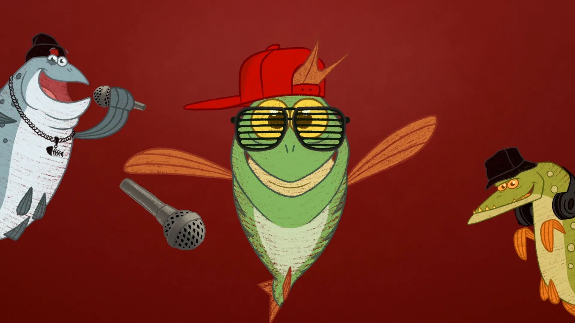 A 2D illustrated image from an animation for K-Citymarket Kalakaverit Remix ad campaign.