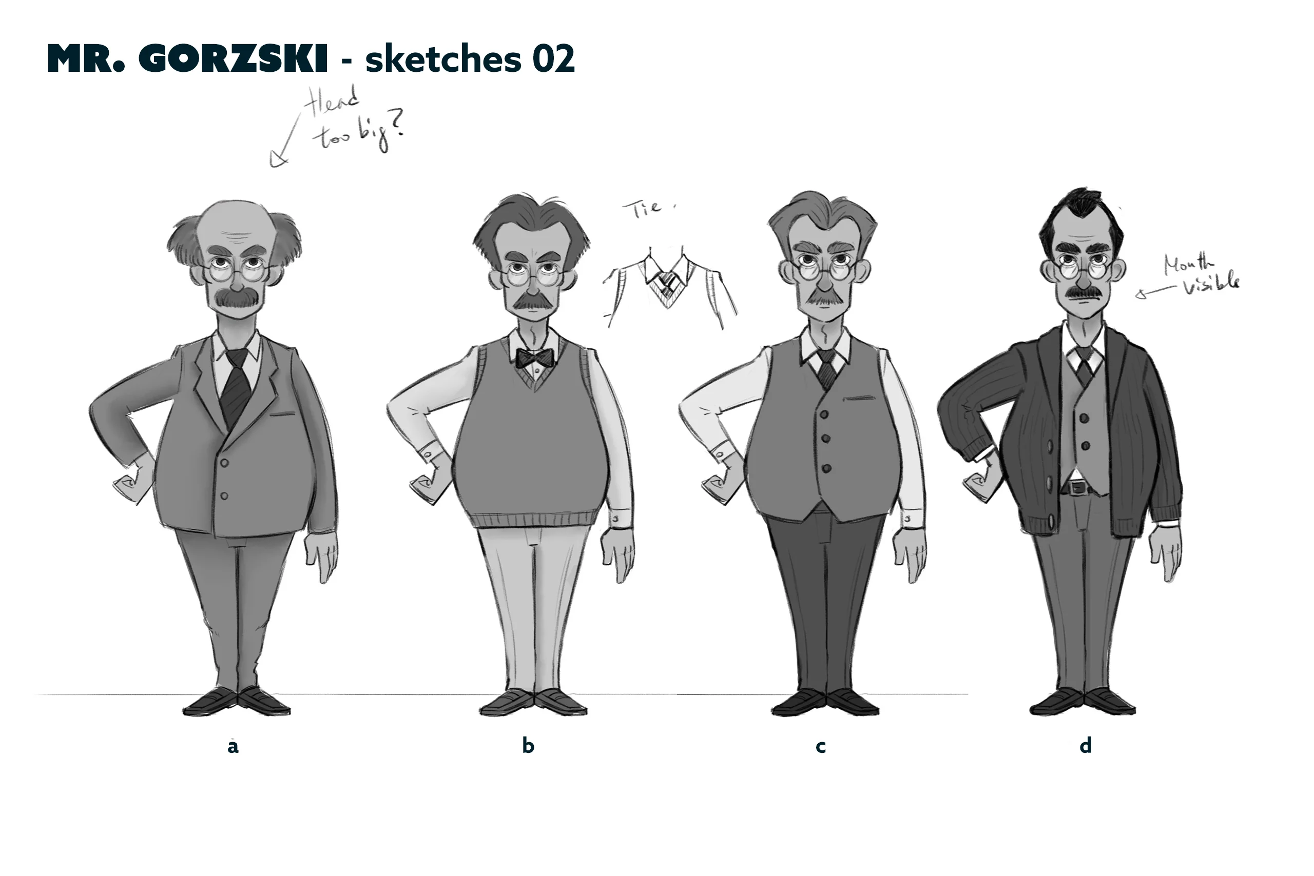 Character design process material for the case study: character design for feature animation - Ro.