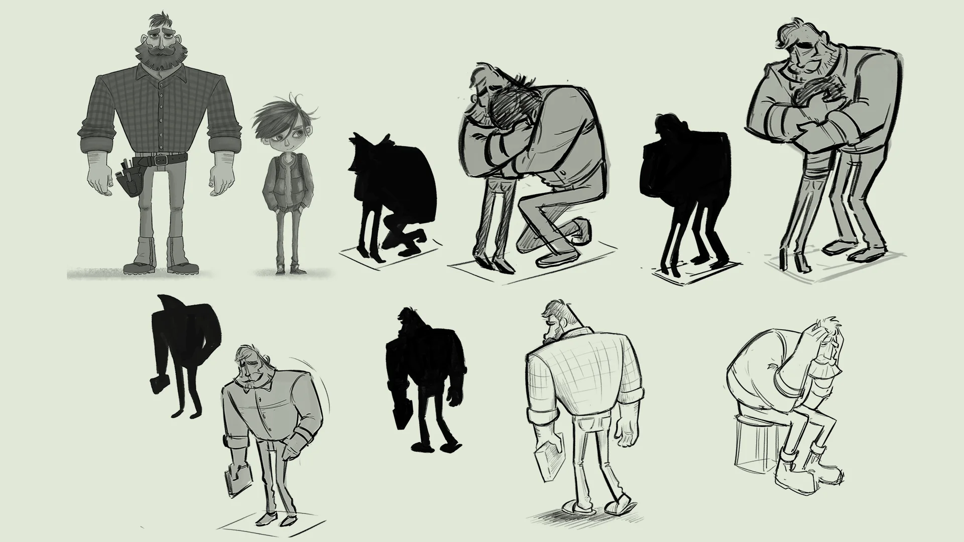 Expression sheet from the case study: character design for a feature animation.