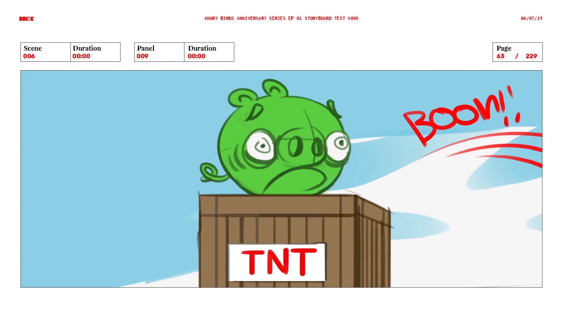 One page of a storyboard document for the Slingshot Stories Branded Entertainment production.