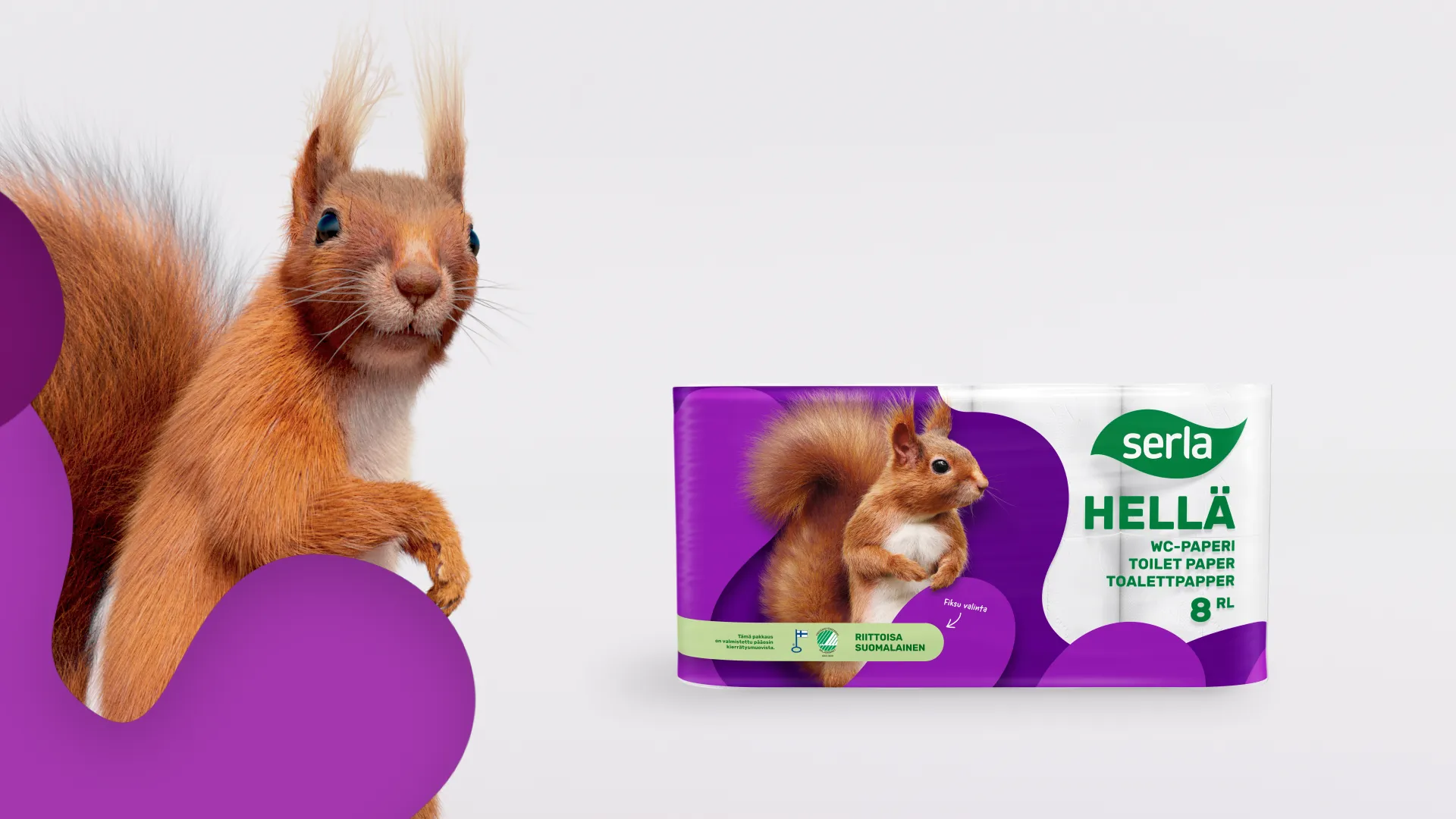 A frame grab from the Serla Brand Animations project, featuring a photorealistic animated squirrel.