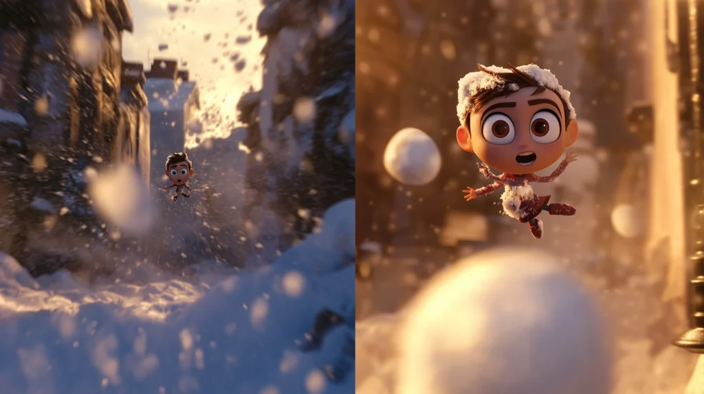 A content image from the Brink Helsinki Blog Post: Editing in Animation. The image represents using variable shot sizes in editing.