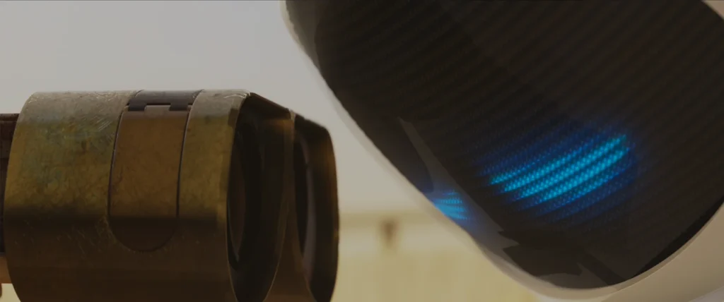 An image from the Brink Helsinki Blog Post: Cinematography in Animation, demonstrating the composition technique called filling the frame using a still frame from the Disney Pixar movie Wall-E