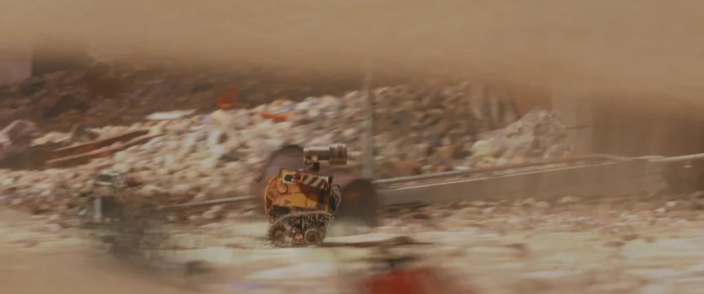 An image from the Brink Helsinki Blog Post: Cinematography in Animation, demonstrating the composition technique called rule of space using a still frame from the Disney Pixar movie Wall-E