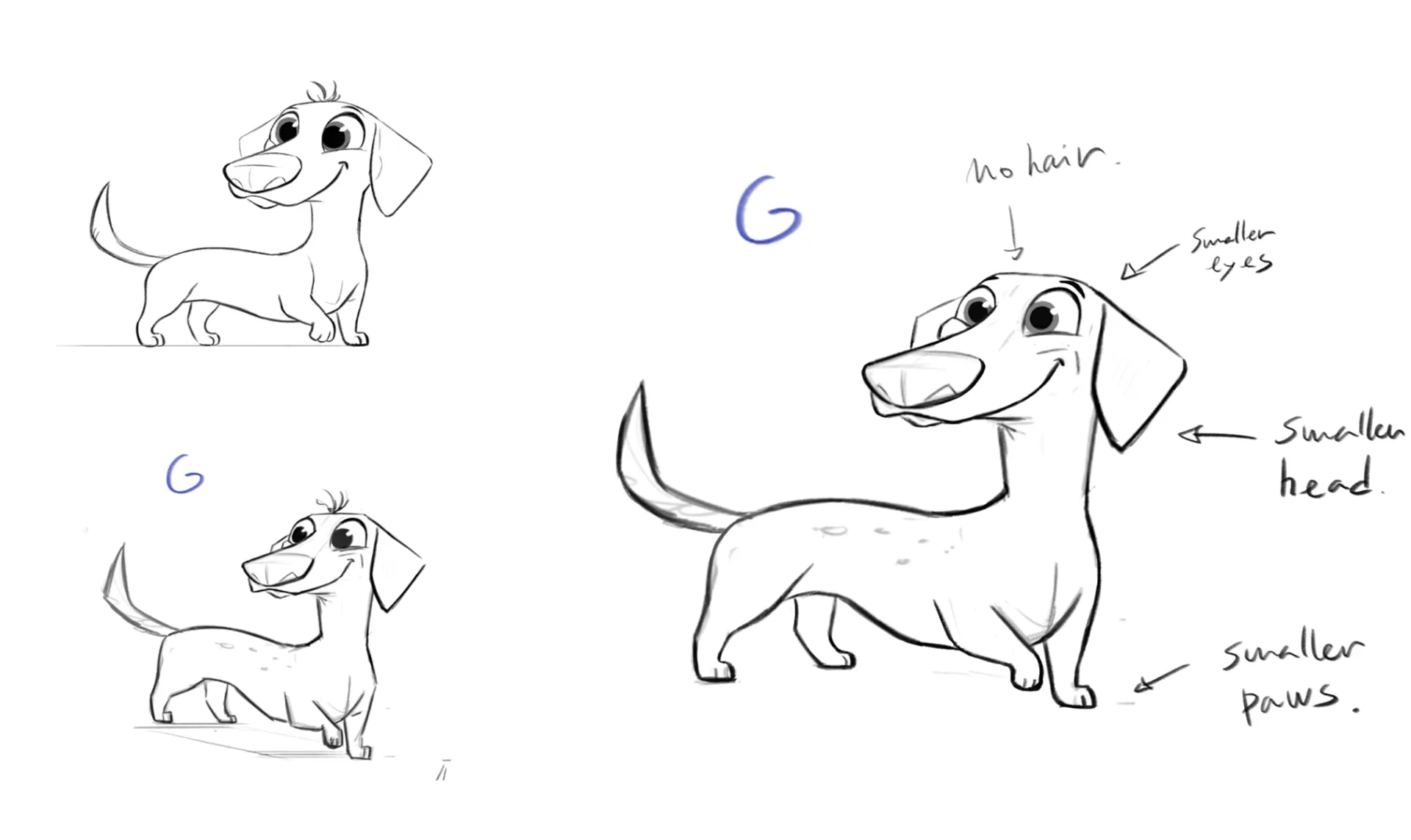 Character design process images for our case study for DNA called Joyful Animals.