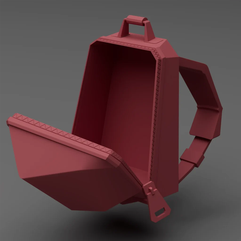 A process image from the Brink Helsinki case study: 3D rendered game assets, from a production made for Supercell's mo.co game. In the image there is a rough rendering and layout of a 3D model of the asset.