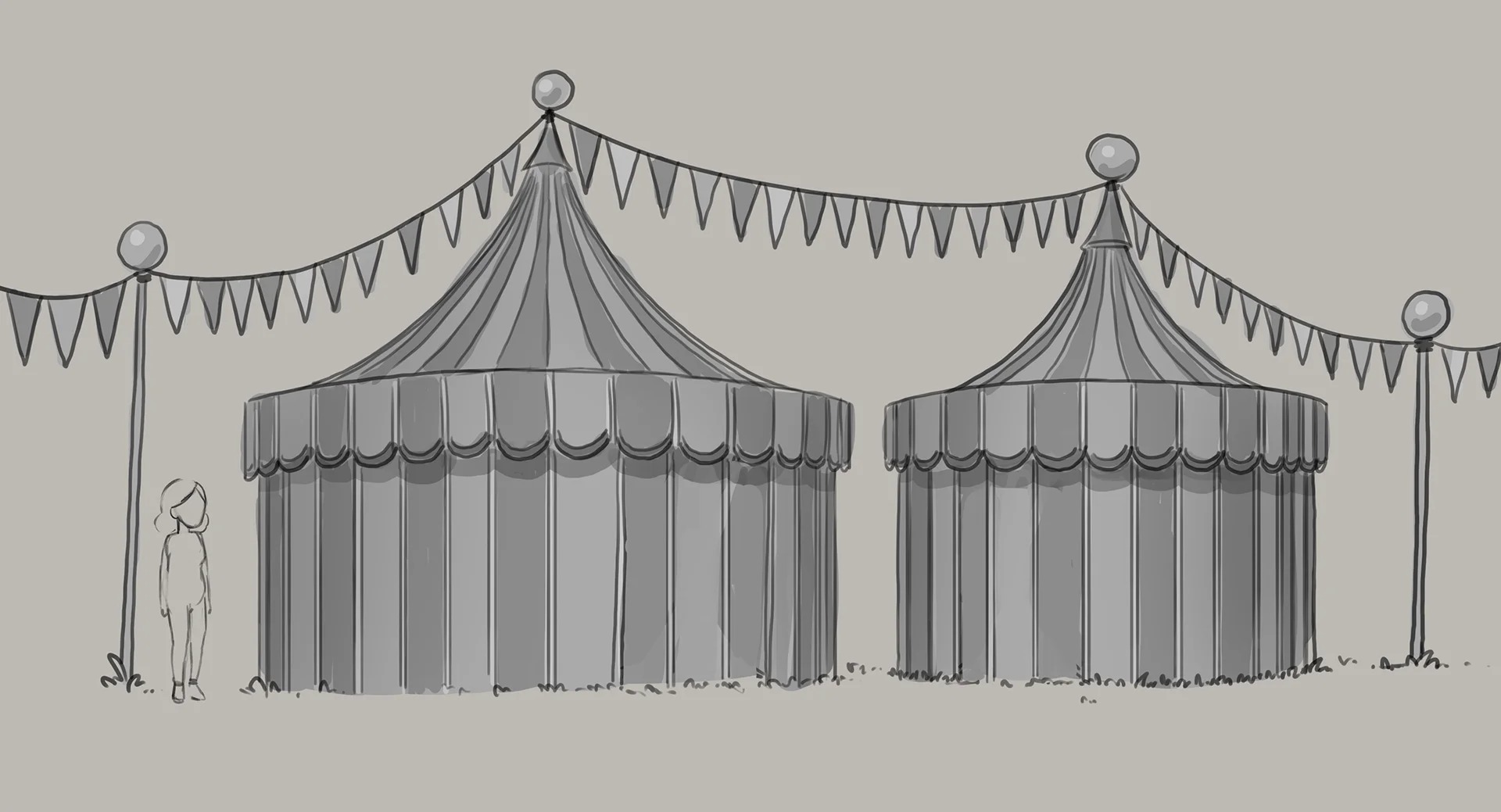 A concept image from the Brink Helsinki case study: Metacore Merge Mansion - Raccoon Riddle. The concept image decipts a background asset made for the 3D user acquisition animation.