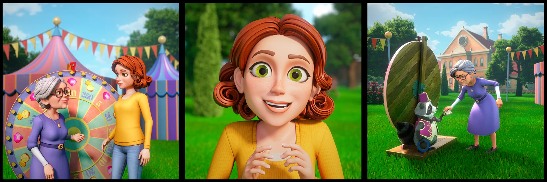 A styleframe image from the Brink Helsinki case study: Metacore Merge Mansion Raccoon Riddle User Acquisition Animation.