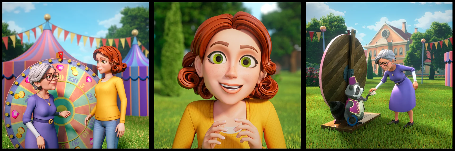 A styleframe image from the Brink Helsinki case study: Metacore Merge Mansion Raccoon Riddle User Acquisition Animation.