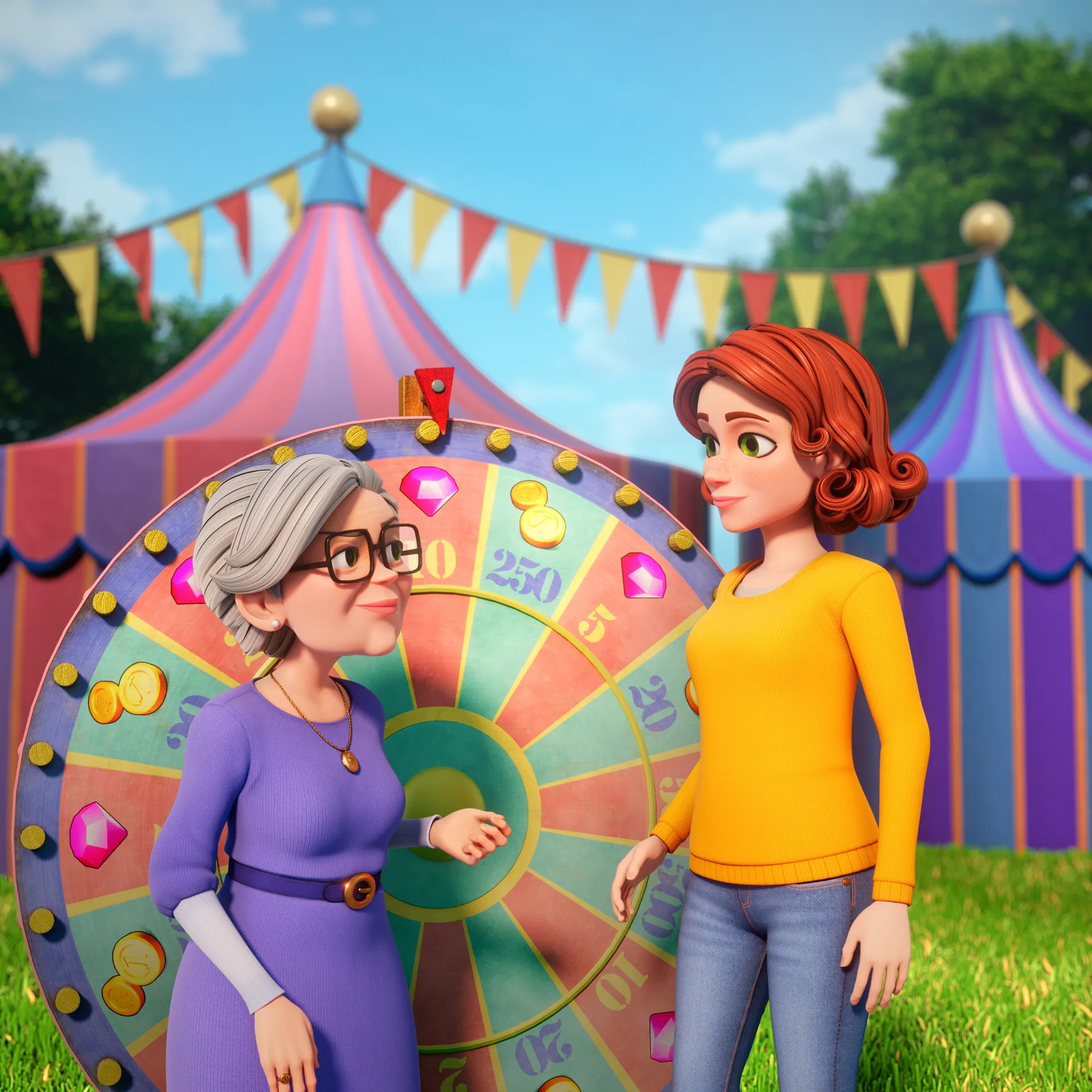 Screengrab from the final animation for Metacore's Merge Mansion Raccoon Riddle animation.