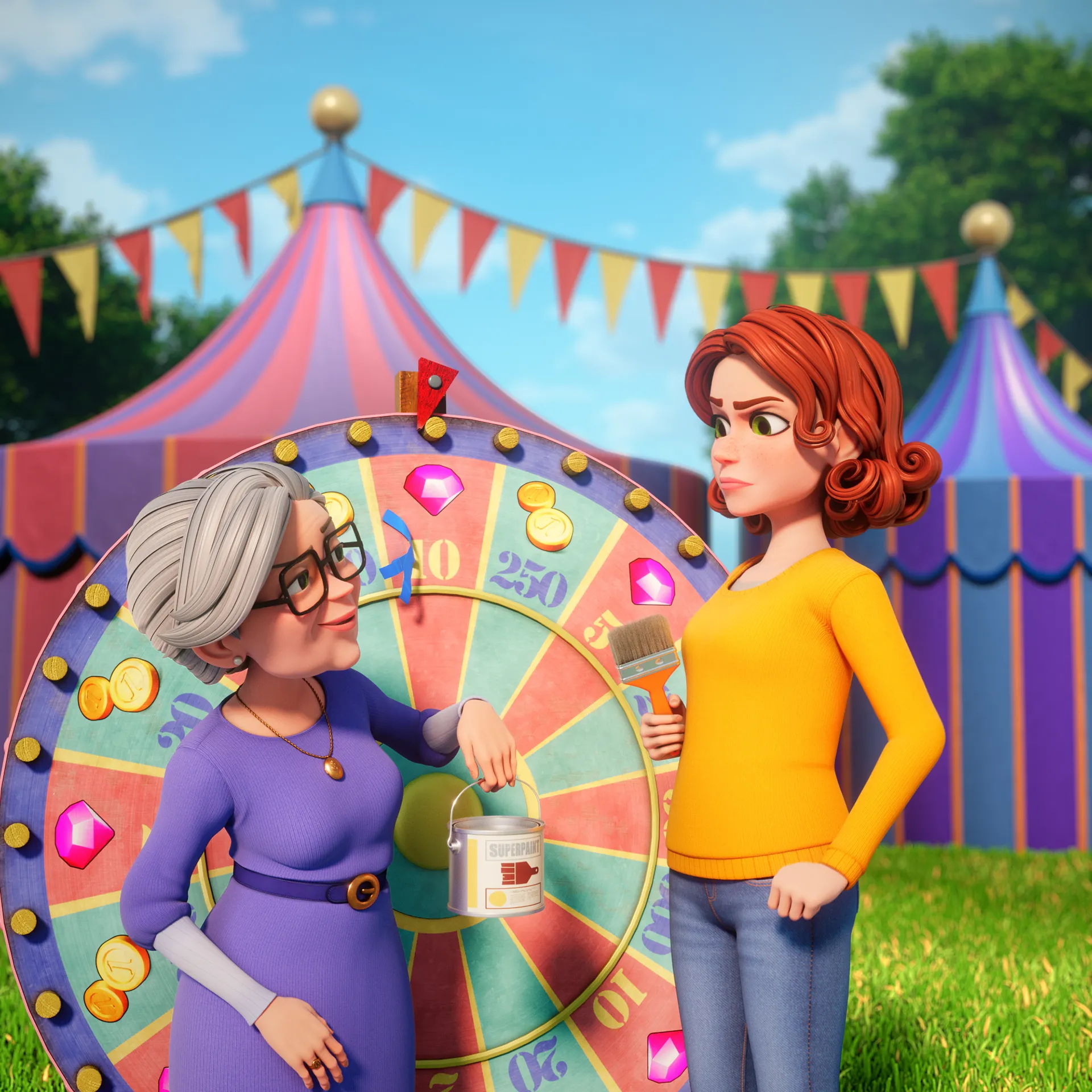 Screengrab from the final animation for Metacore's Merge Mansion Raccoon Riddle animation.