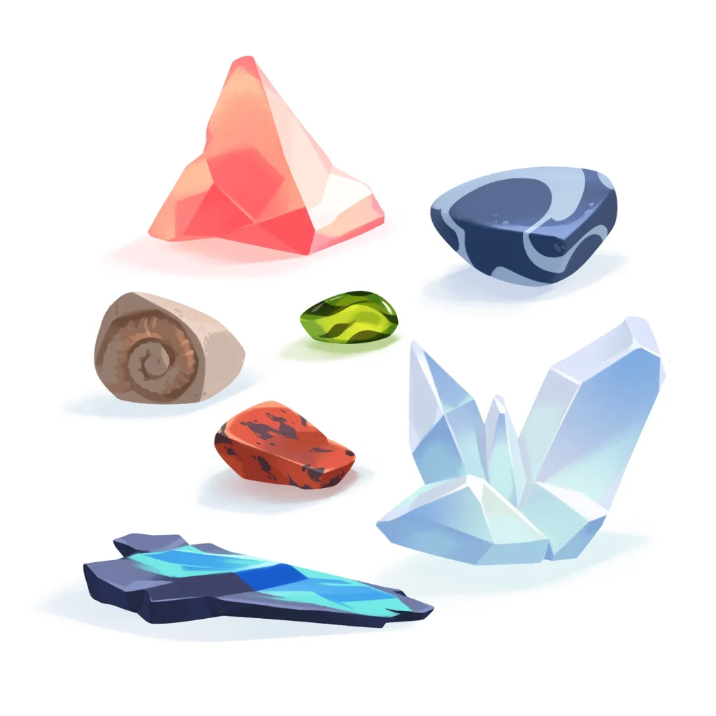 An image of various precious stone props.