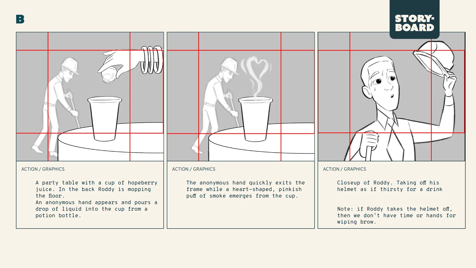 Storyboard image for Metacore's Merge Mansion: Hopeberry Juice Spike user acquisition animation.