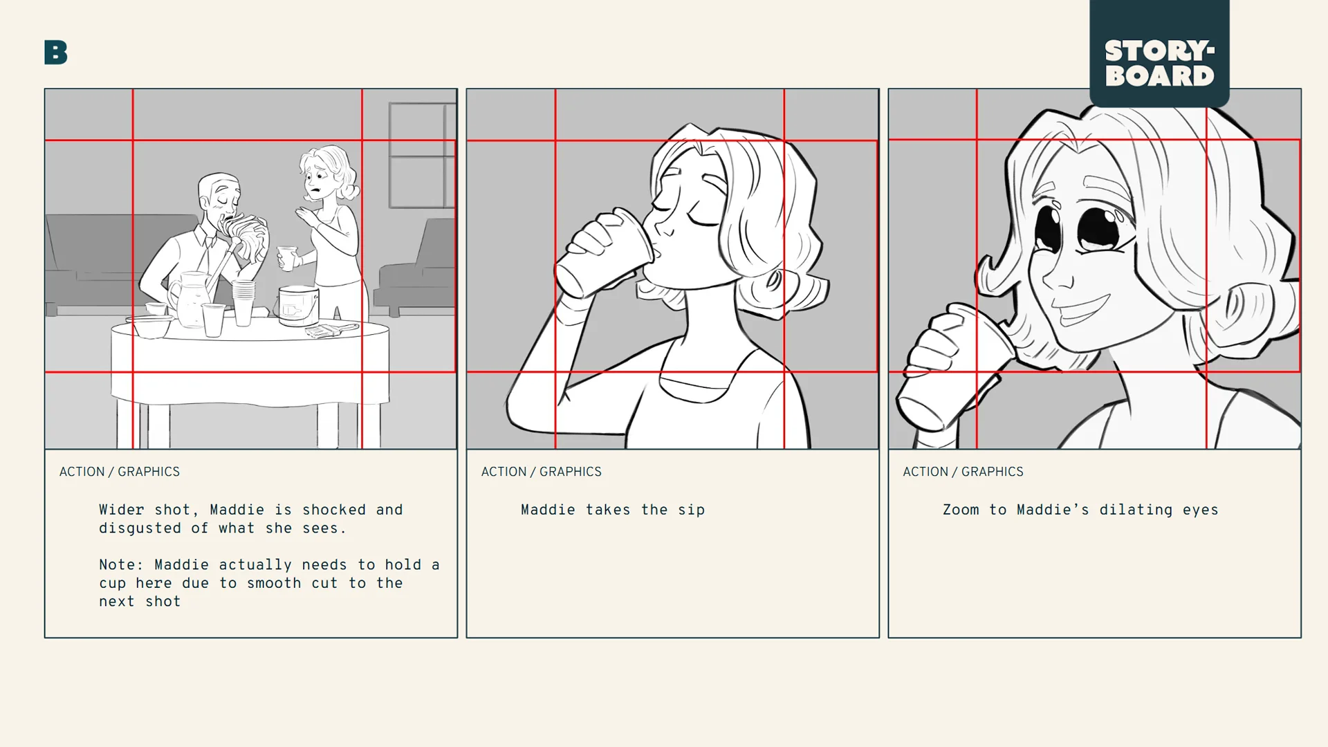 Storyboard image for Metacore's Merge Mansion: Hopeberry Juice Spike user acquisition animation.