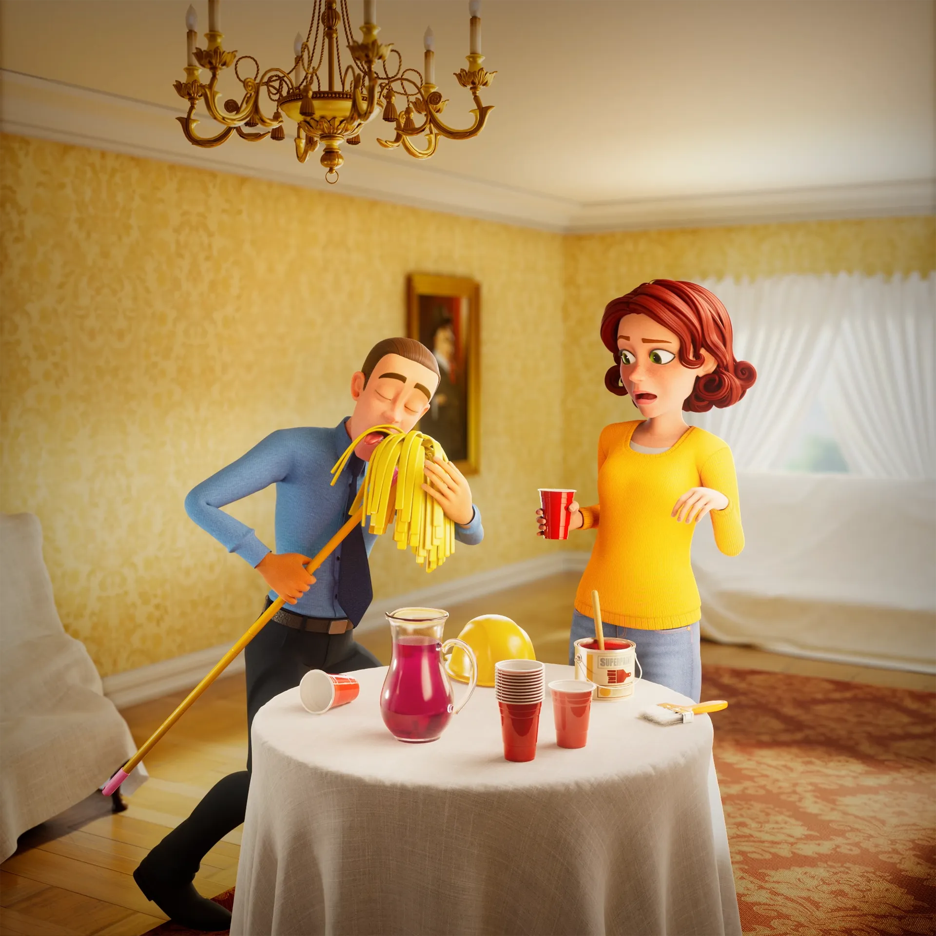 Screengrab from the final animation for Metacore's Merge Mansion Hopeberry Juice Spike 3D animation.