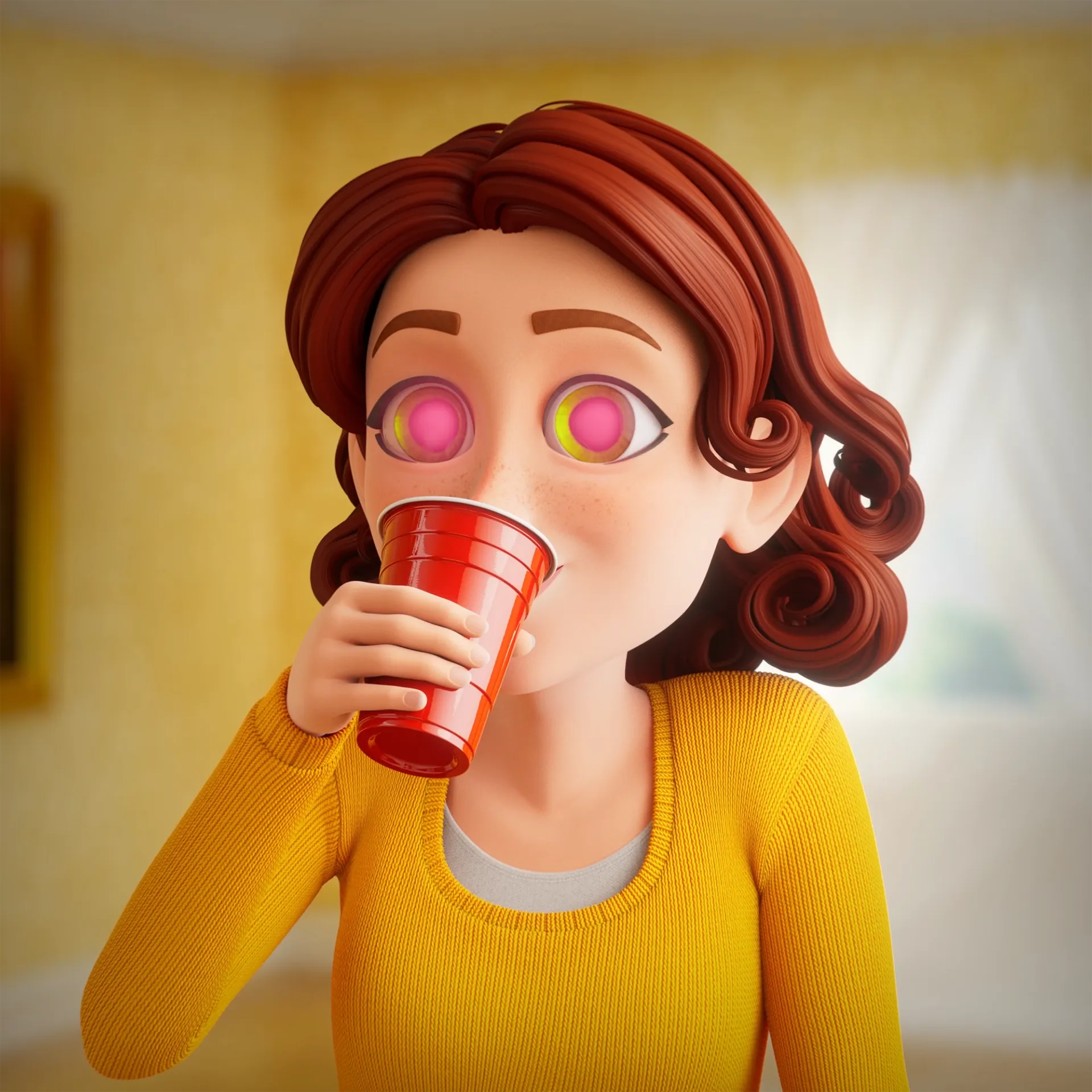 Screengrab from the final animation for Metacore's Merge Mansion Hopeberry Juice Spike 3D animation.