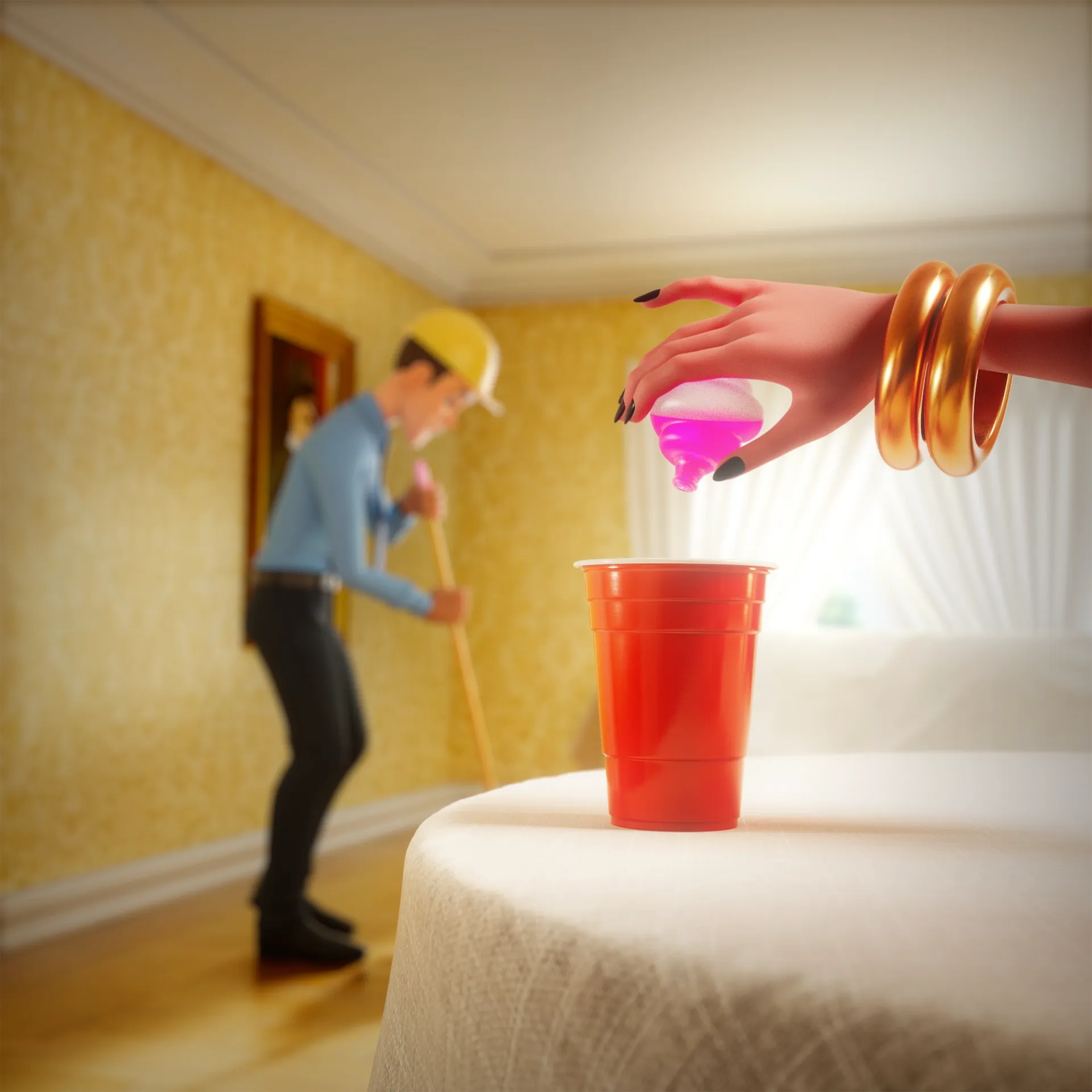 Screengrab from the final animation for Metacore's Merge Mansion Hopeberry Juice Spike 3D animation.