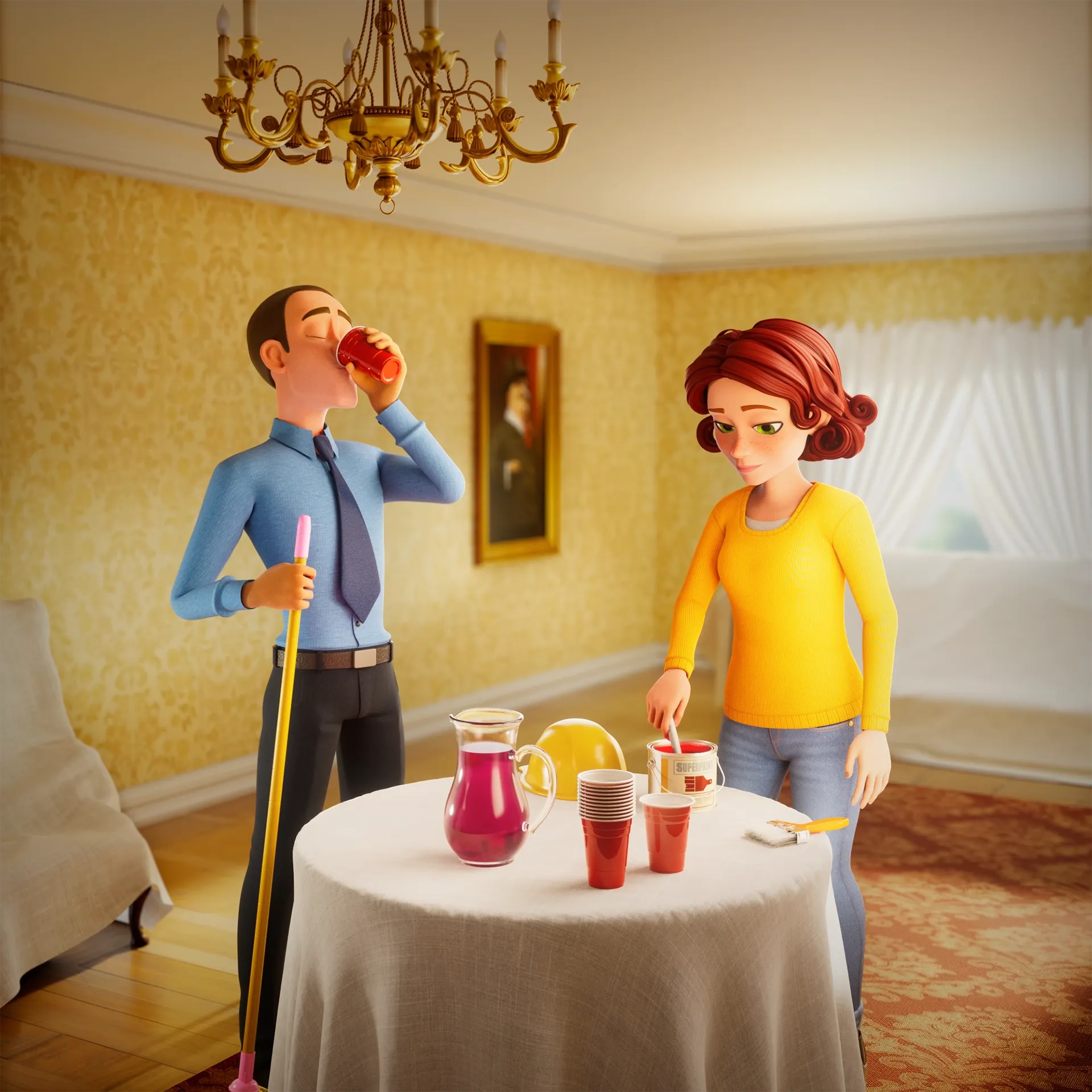 Screengrab from the final animation for Metacore's Merge Mansion Hopeberry Juice Spike 3D animation.