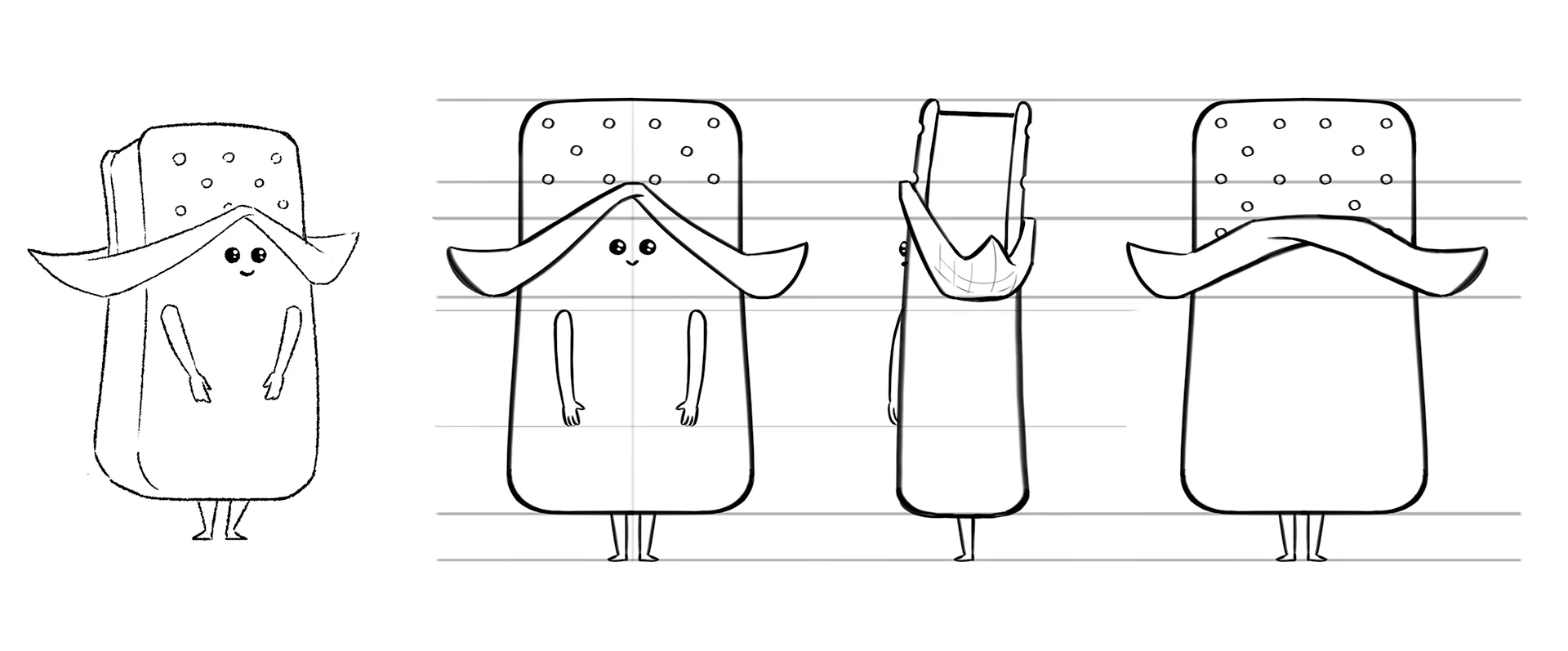 Character turnaround images for the S-Market Ice Creams Animation production.