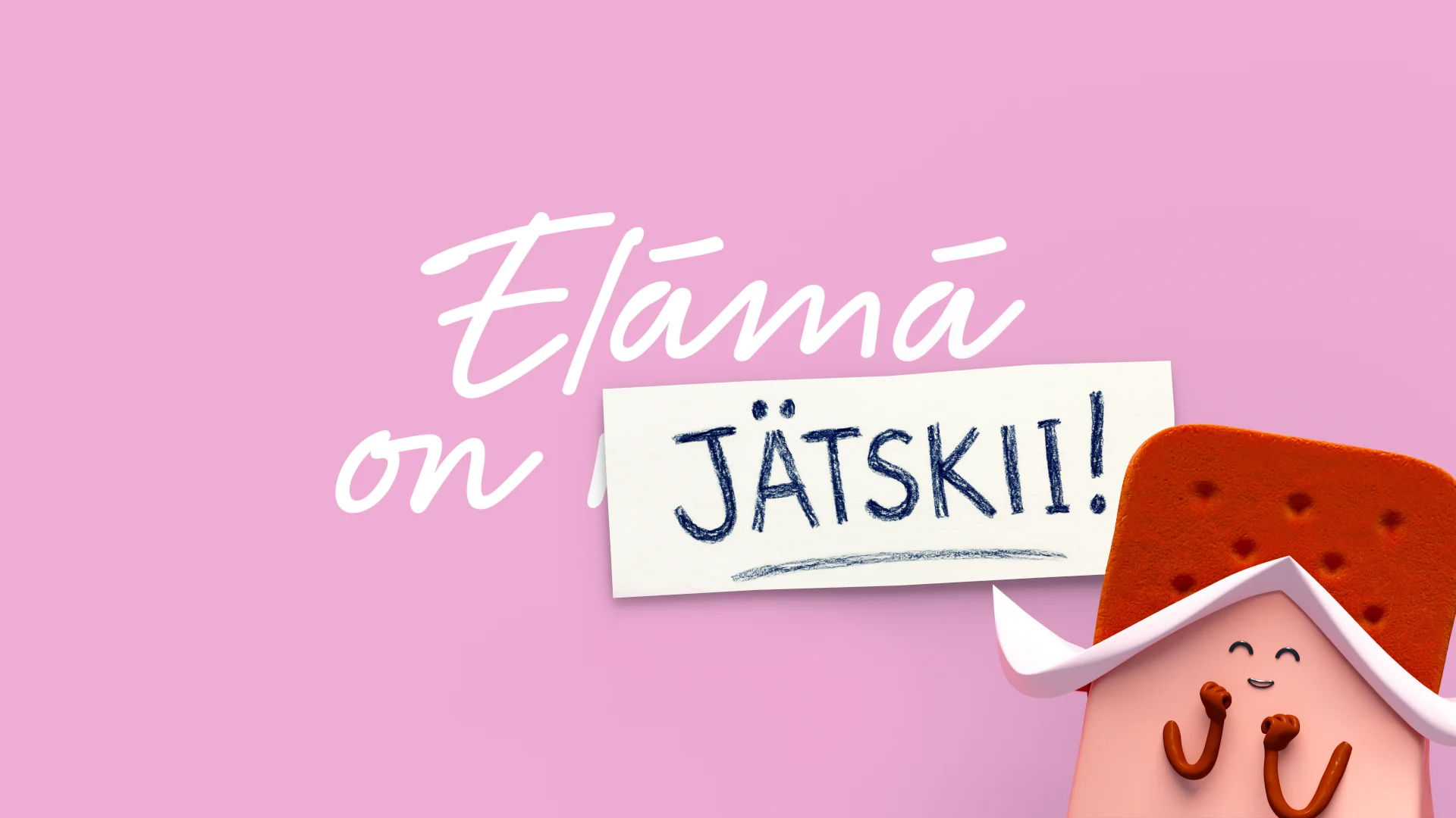 A still frame from the end card of the commercial we made for S-Market's new ice cream products: Ice Cream Character Animation.