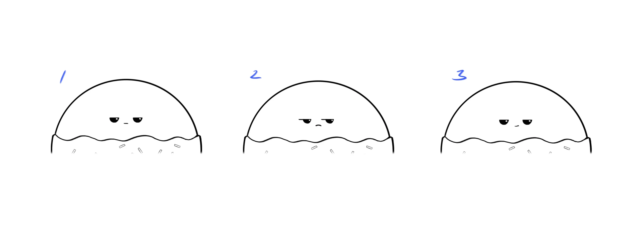 Character Expression Sheet image from the Brink Helsinki case study: S-Market Ice Creams, a 3D Ice Cream Character Animation commercial.