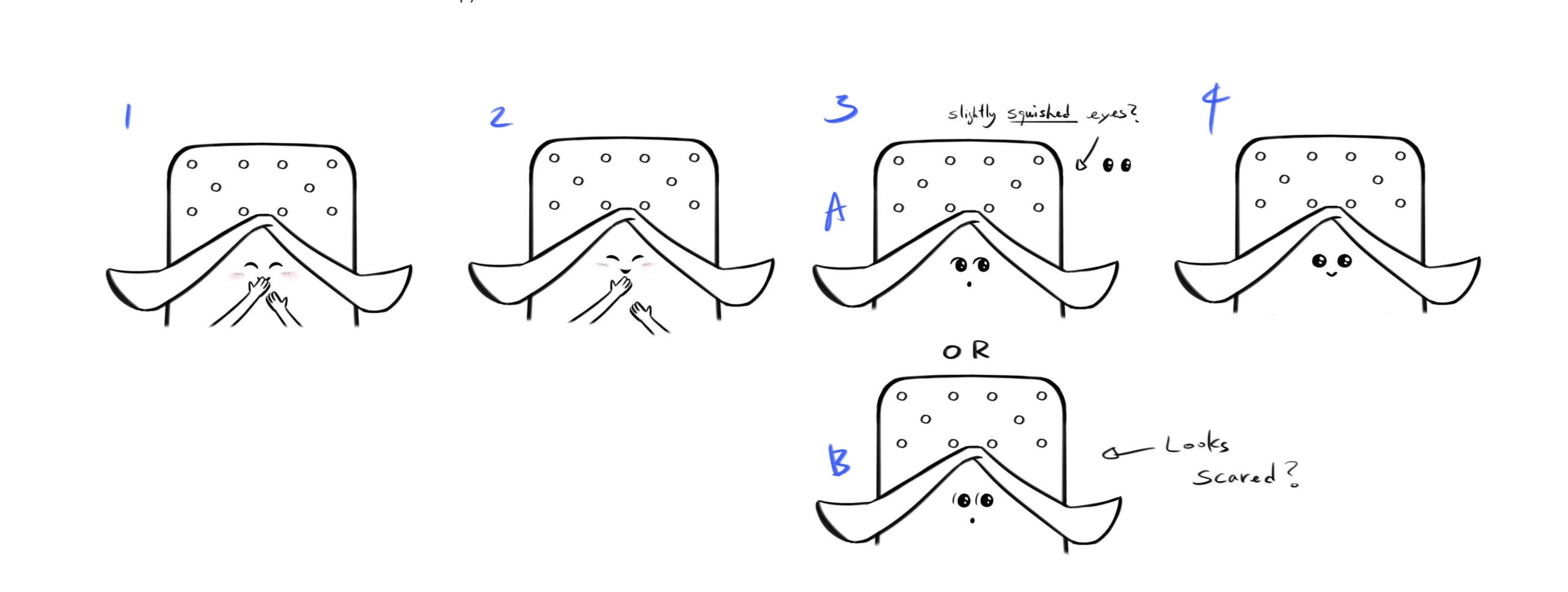 Character Expression Sheet image from the Brink Helsinki case study: S-Market Ice Creams, a 3D Ice Cream Character Animation commercial.