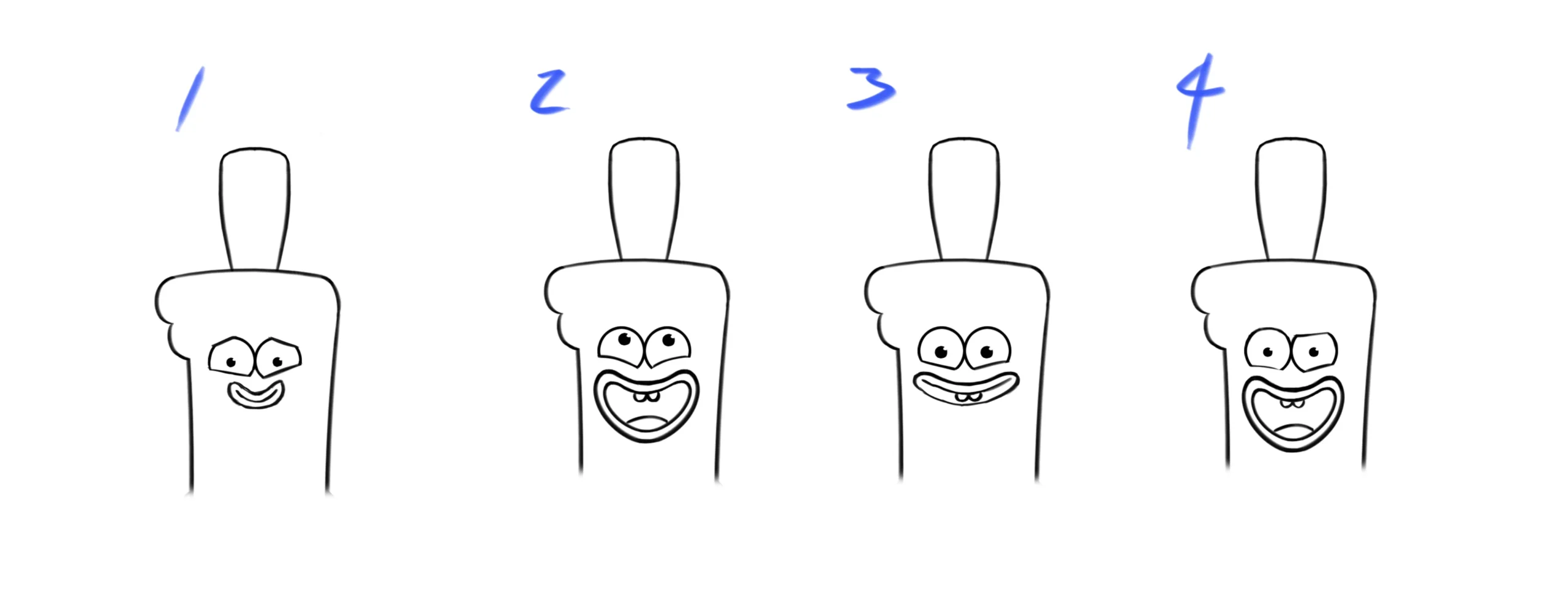 Character Expression Sheet image from the Brink Helsinki case study: S-Market Ice Creams, a 3D Ice Cream Character Animation commercial.