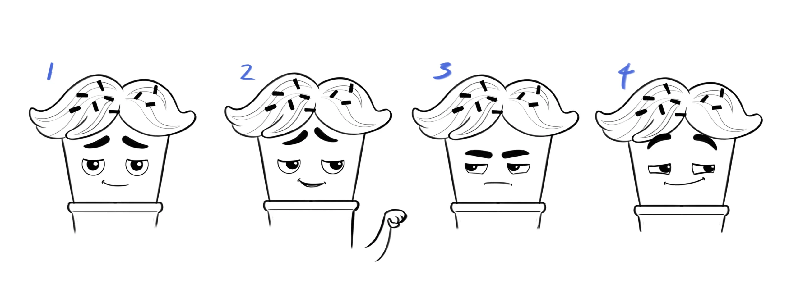 Character Expression Sheet image from the Brink Helsinki case study: S-Market Ice Creams, a 3D Ice Cream Character Animation commercial.