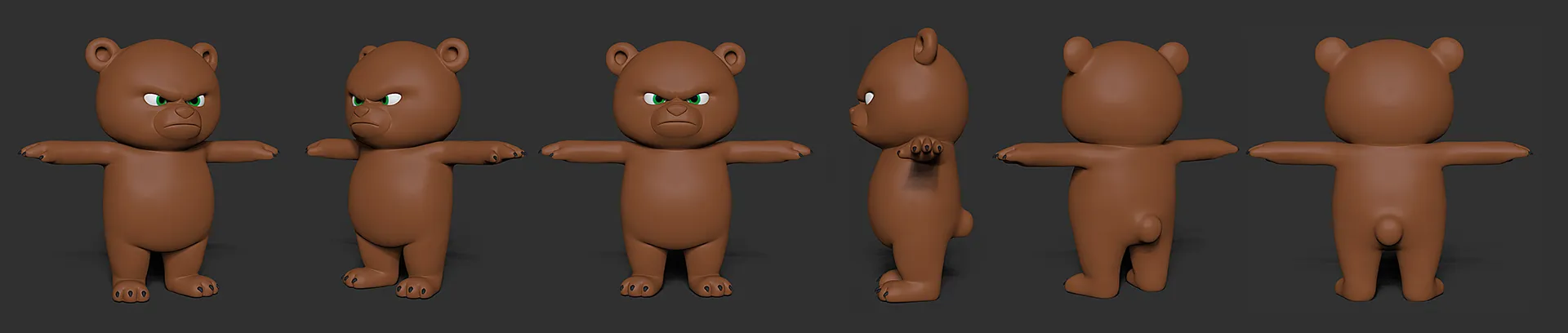 A 3D render of the basic model for Giga Bear character.