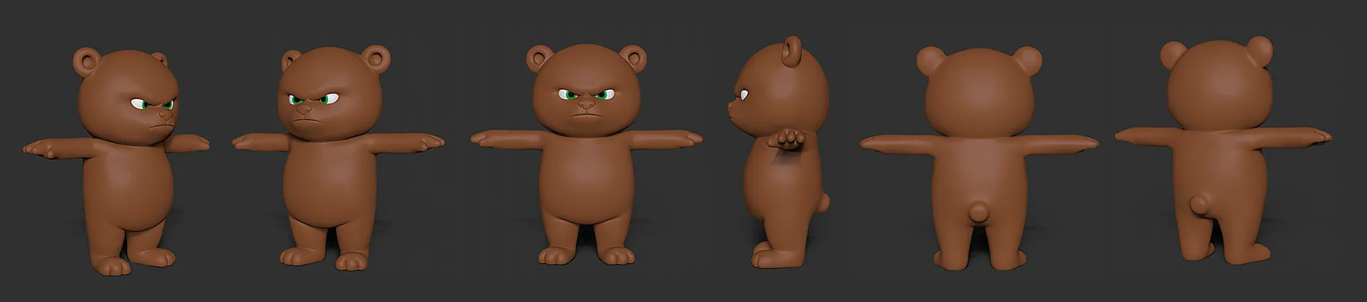 A 3D render of the basic model for Giga Bear character.