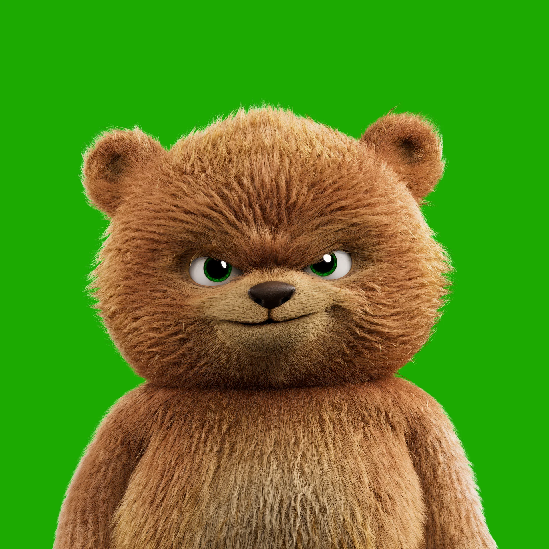A high resolution still image from the Giga Bear 3D Animated Character production by Brink Helsinki - featuring a furry 3D bear character.