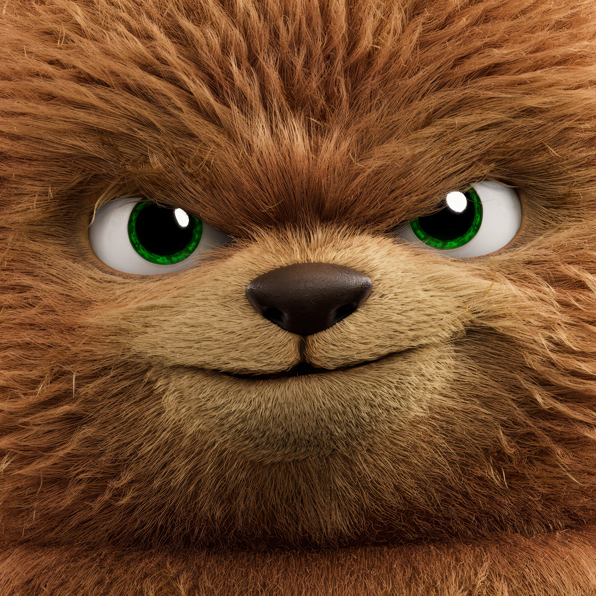 A high resolution still image from the Giga Bear 3D Animated Character production by Brink Helsinki - featuring a furry 3D bear character.