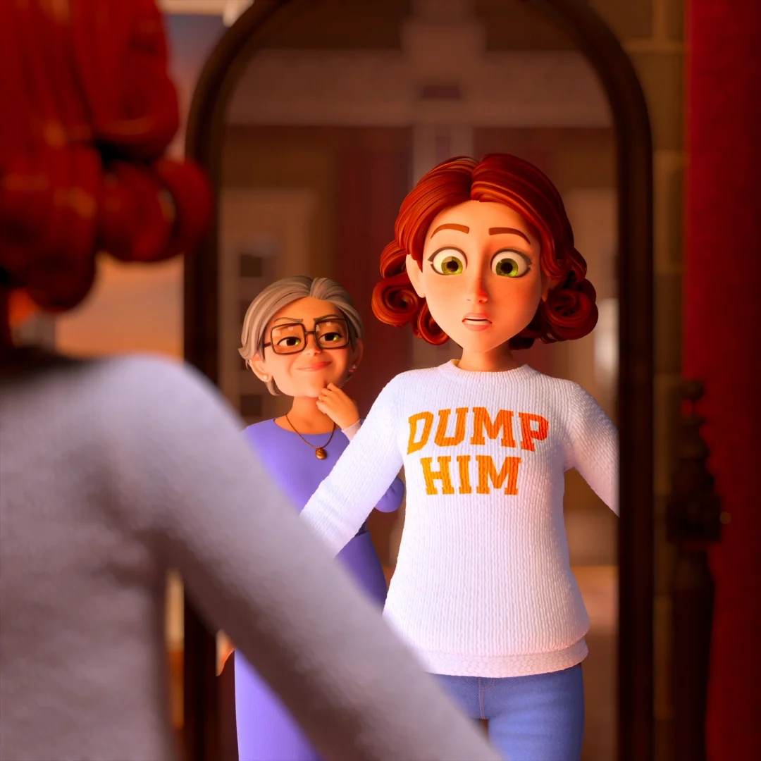 A still frame from the final animation for Merge Mansion "Dump Him". This image is a part of a case study by Brink Helsinki in making character animation for game marketing.