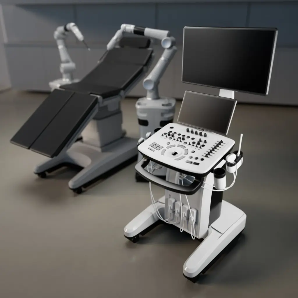 A still image of a medical device setup. This image is from a case study by Brink Helsinki: Brink x Qt