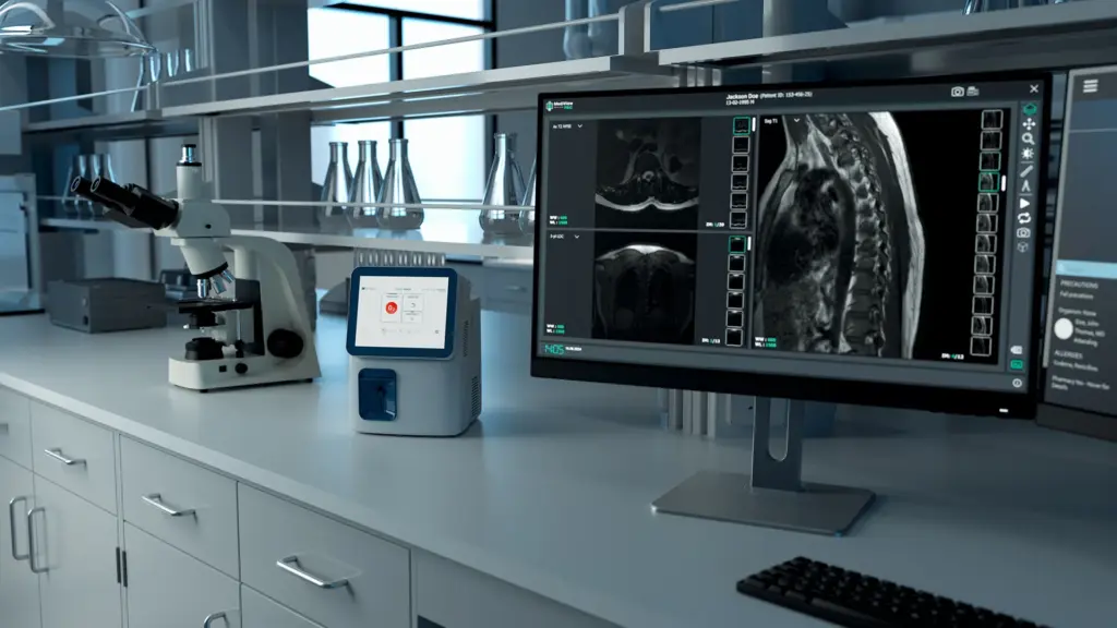 A still image of a medical device setup. This image is from a case study by Brink Helsinki: Brink x Qt - Marketing Animations for Technology Companies.