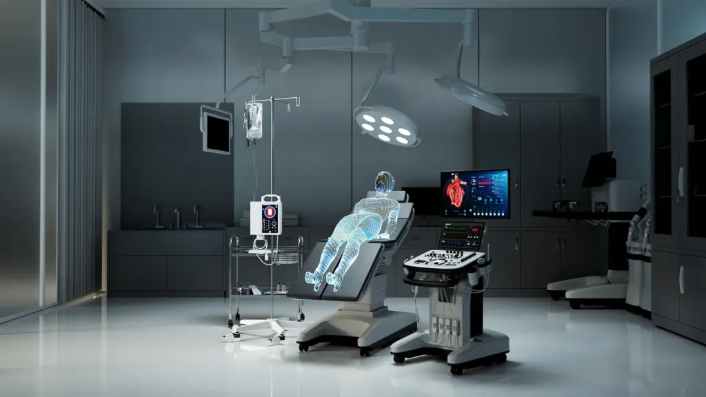 A still image of a medical device setup. This image is from a case study by Brink Helsinki: Brink x Qt