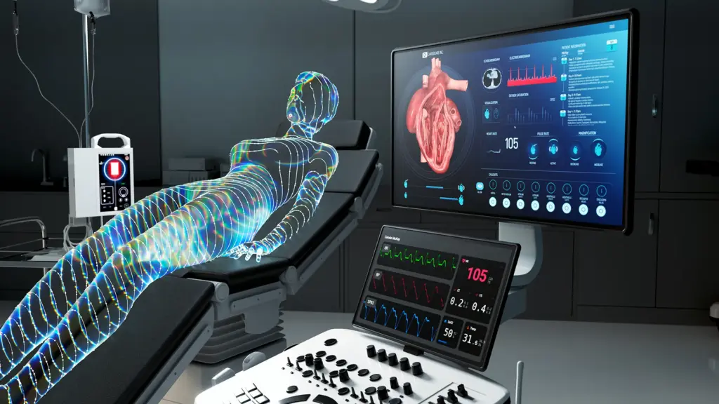 A still image of a medical device setup. This image is from a case study by Brink Helsinki: Brink x Qt - Marketing Animations for Technology Companies.