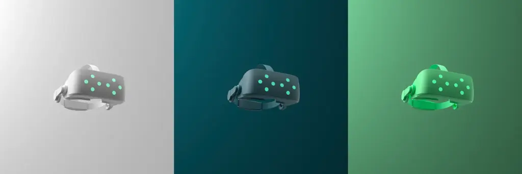 Image with three vr-headsets. A still image from the Brink Helsinki Case Study: Brink x Qt - Marketing Animation for Technology Companies.