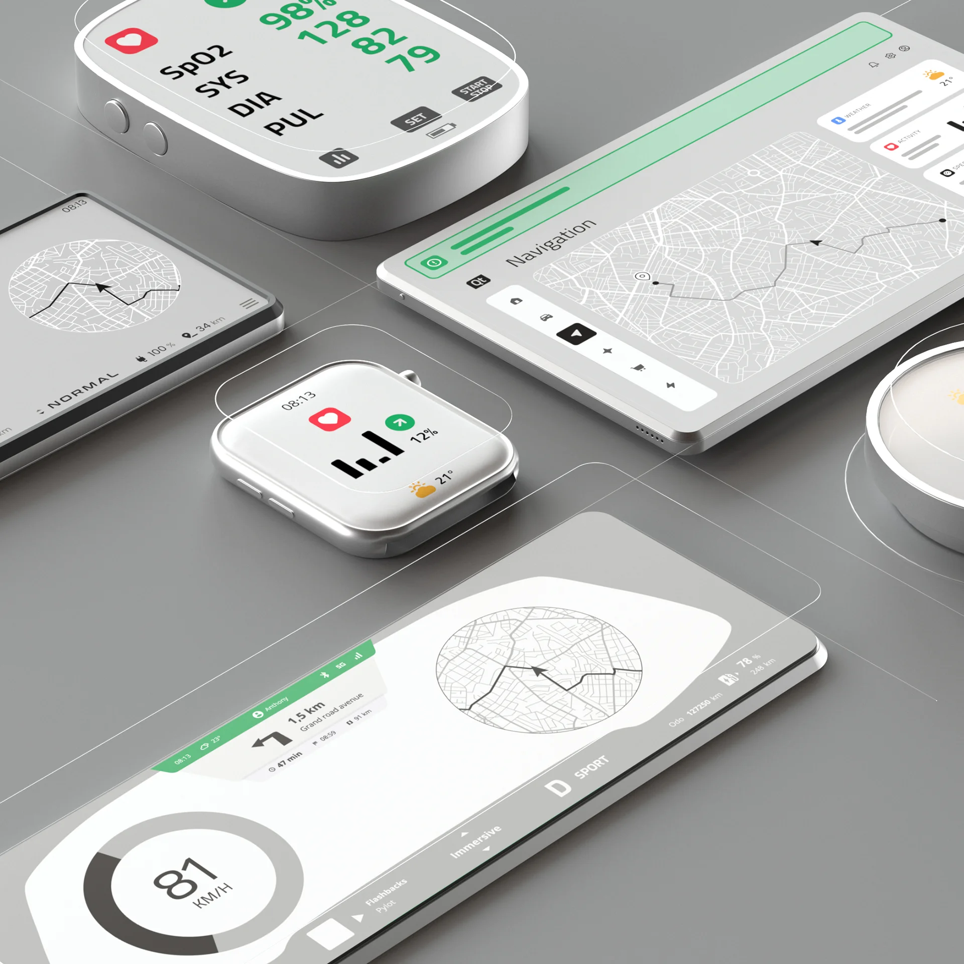 A featured image from the Brink Helsinki Case Study: Brink X Qt Group. The image shows a 3D rendering of various digital devices and their displays. The case study is about Marketing Animations for Technology Companies.
