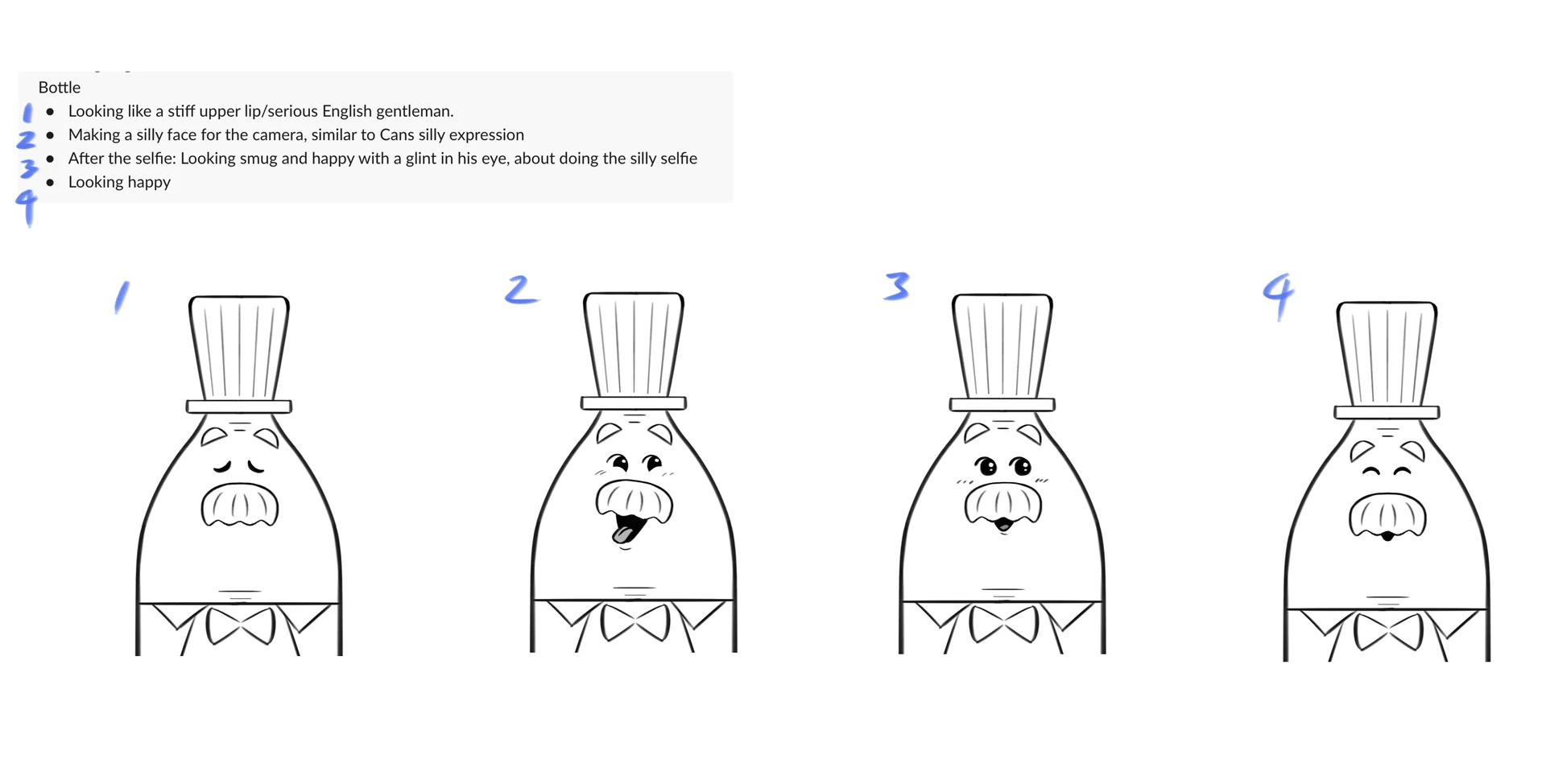 Character expression sheet from a Brink Helsinki Case Study: Character Animation for Consumer Products - an animated marketing commercial made for SOK / S-Ryhmä