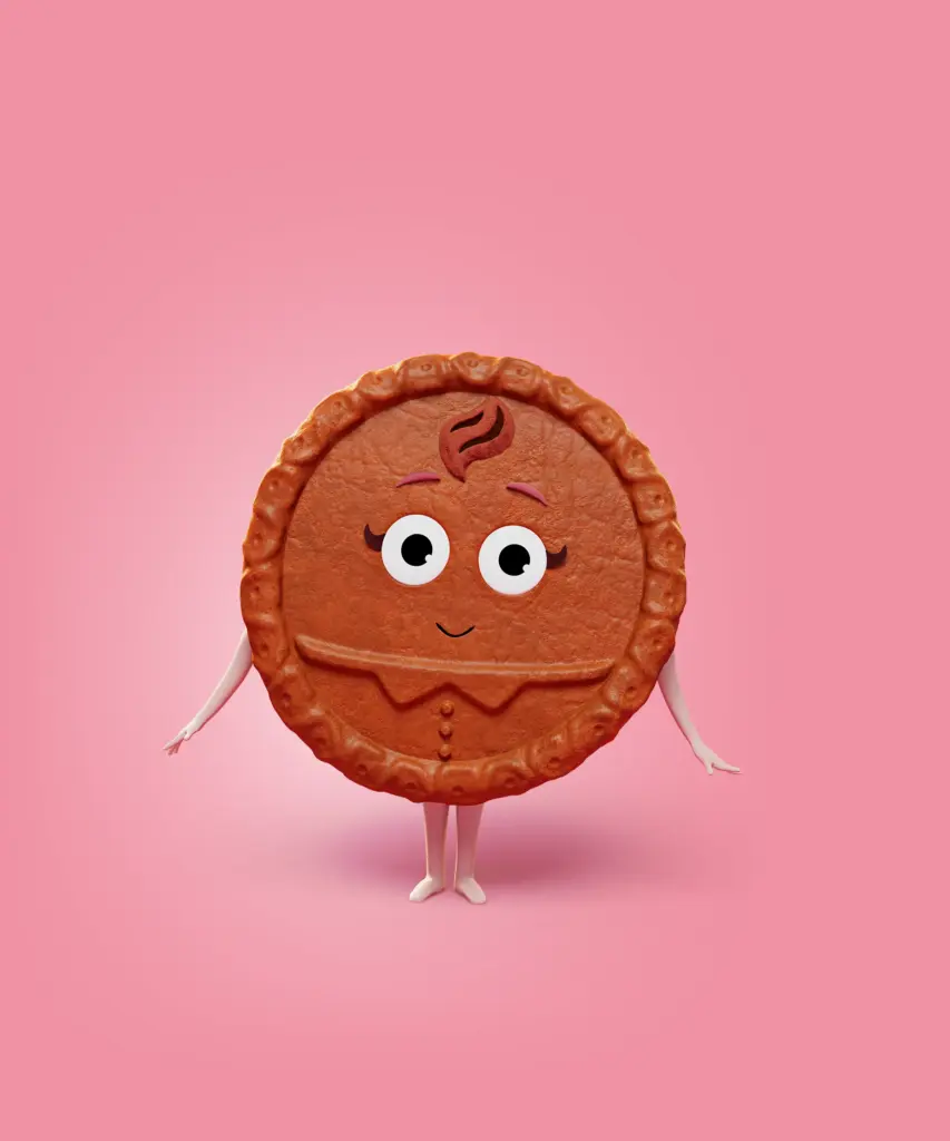 High Resolution still image from one of the characters in the SOK S-Market campaign for Uutuustuotteet. The image is used in a case study by Brink Helsinki - Character Animation for Consumer Products