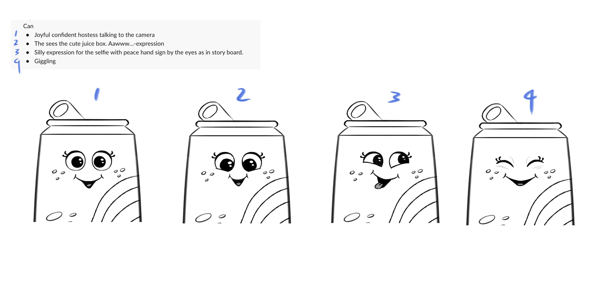Character expression sheet from a Brink Helsinki Case Study: Character Animation for Consumer Products - an animated marketing commercial made for SOK / S-Ryhmä