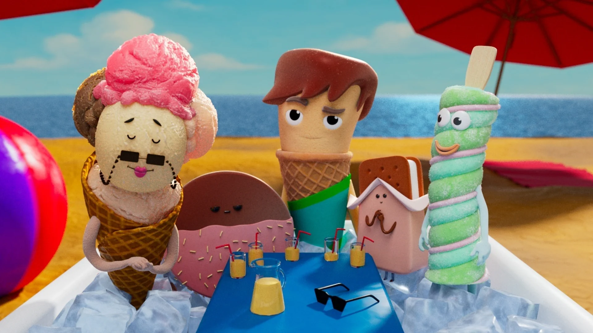 A look development render from the Brink Helsinki Case Study: Character Animation for Consumer Products. The look development idea is an initial render showing materials, lighting and overall look of the image before final rendering.